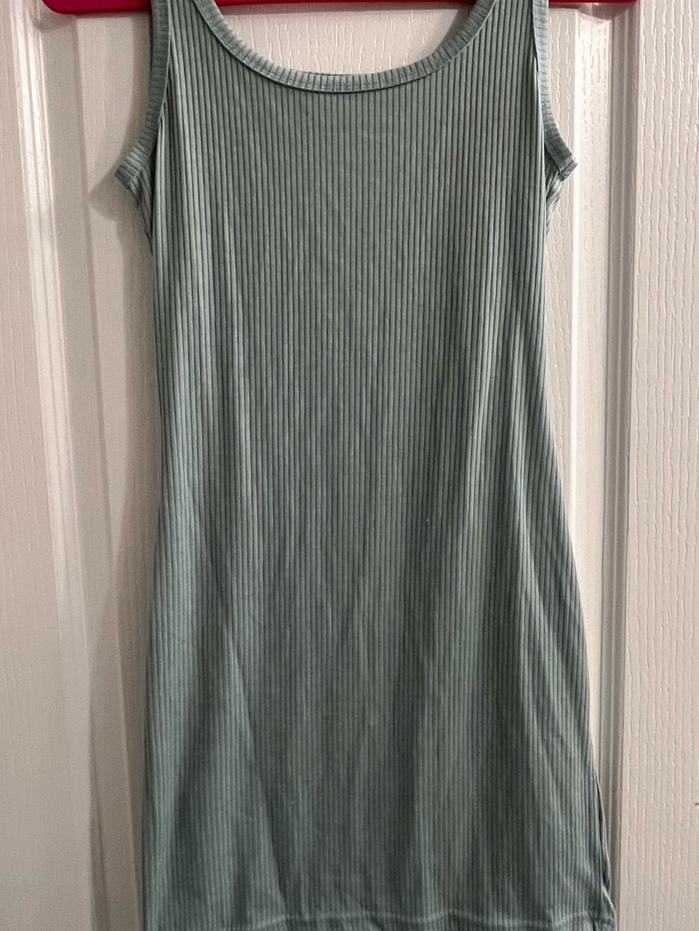 Sleeveless Ribbed Tank Dress - Sage Green